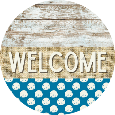 Wreath Sign, Sand dollar Sign, Crustaceancore Sign, DECOE-2090, Sign For Wreath, Round Sign, DecoExchange - DecoExchange®